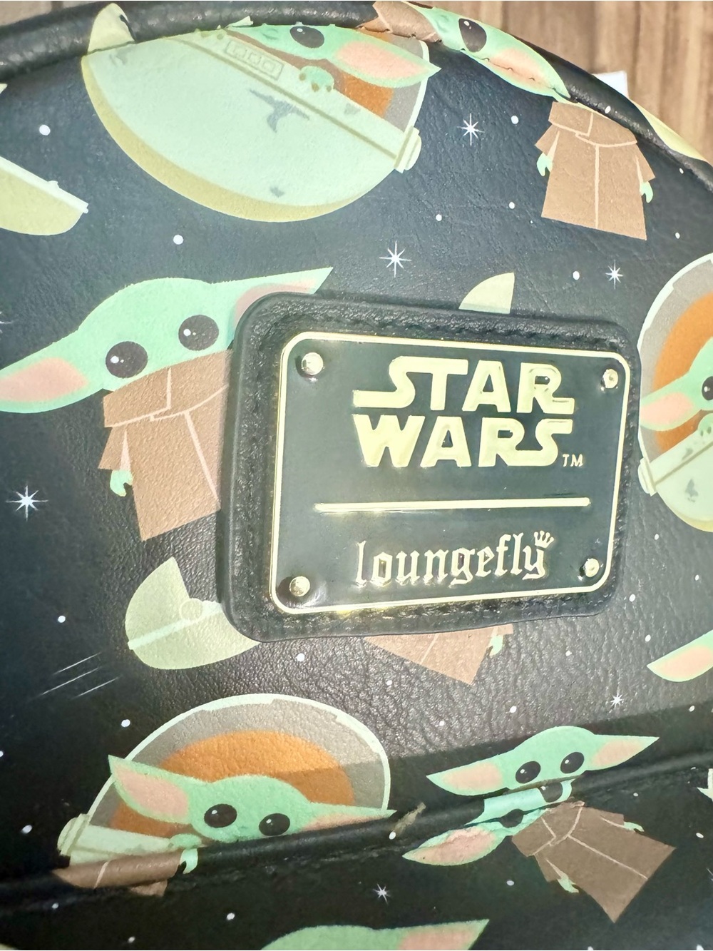 Loungefly Star Wars Grogu Pattern Black and Green Mini Backpack - Picture 2 of 7